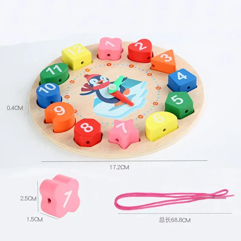 Montessori Wooden Toys for Boy Girl Gift Baby Development Games Penguin Duck Shape Wood Puzzle for Kids Educational Learning Toy 6