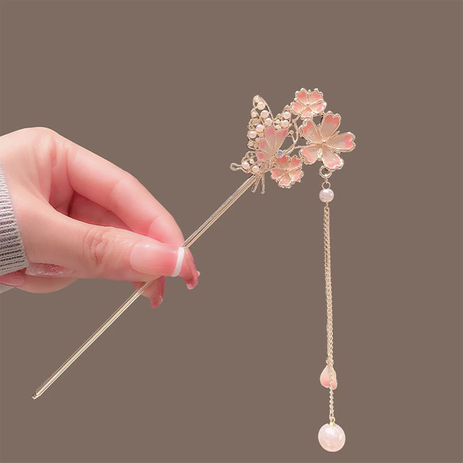 

Flower Hair Stick Hairpin Chopsticks with Tassel Females Alloy Stick Hair Decorations for Cheongsam Han Clothes Tea Wear MA