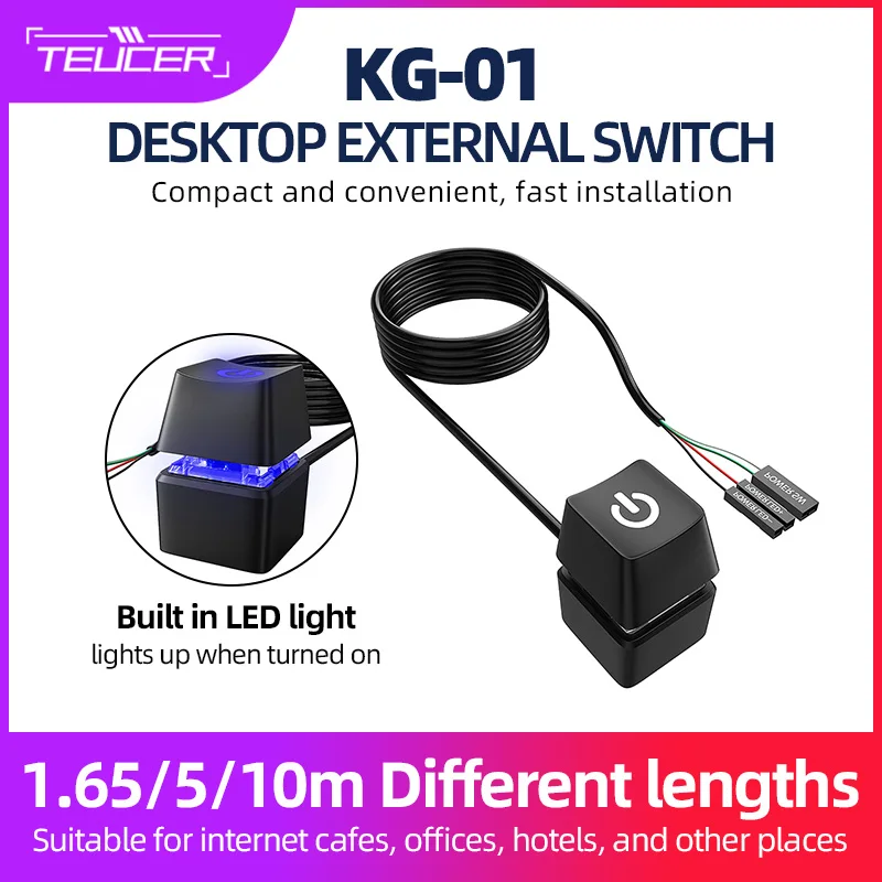 Computador Desktop Switch pc Motherboard External Start Botão Power Cabo de Extensão 165 m 5m 10m Teucer-kg01