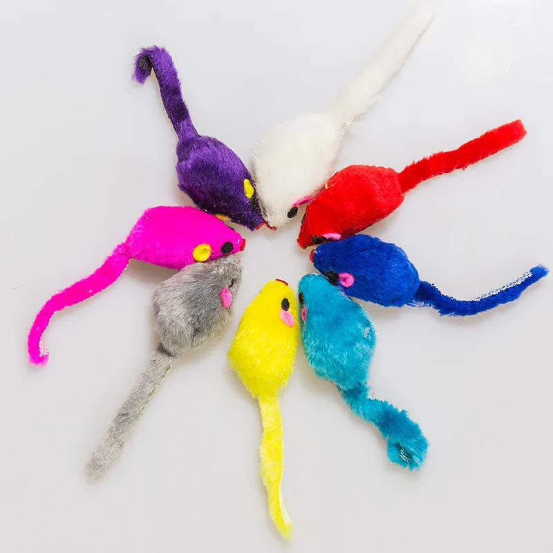 

Wholesale Soft Fleece Mini False Mouse Cat Toy Colorful Feather Funny Play Mice Toy For Cat Kitten Interactive Ball Cat Supplies