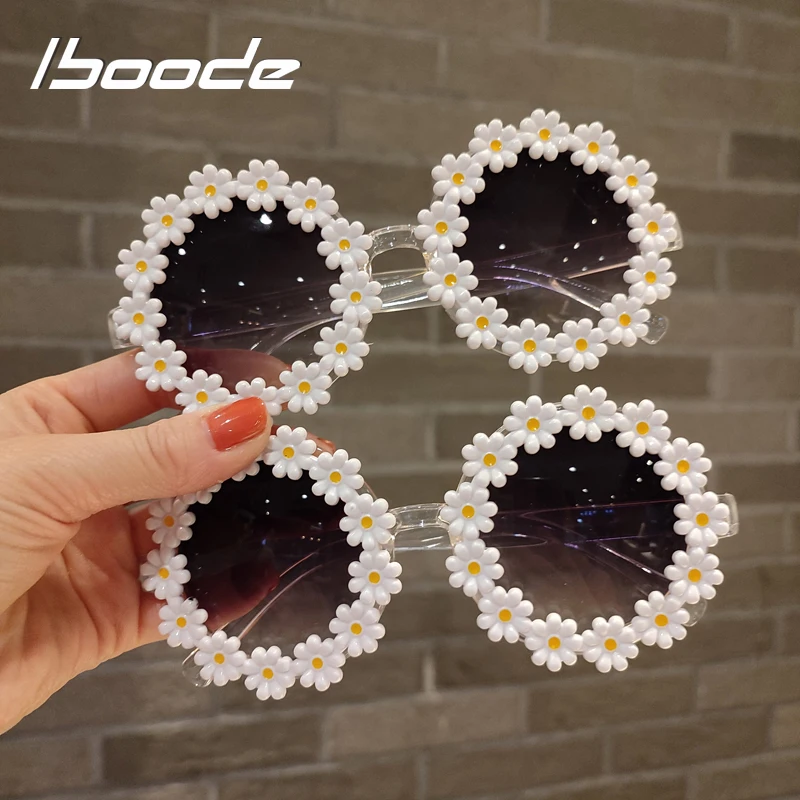 iboode Occhiali da sole per bambini ovali con fiori alla moda per bambini, occhiali da sole per bambine, occhiali da sole UV400, protezione solare per esterni_voghion.com