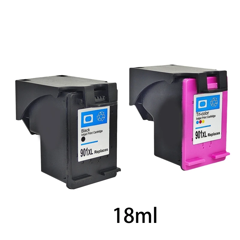 

Remanufactured 901XL Cartridge Black Color, Tri-Color Replacement for HP 901