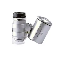 60X Portable Mini Pocket Microscope Handheld Magnifying Glass Loupe UV Light Currency Detector Jeweler Magnifier With LED Light 1