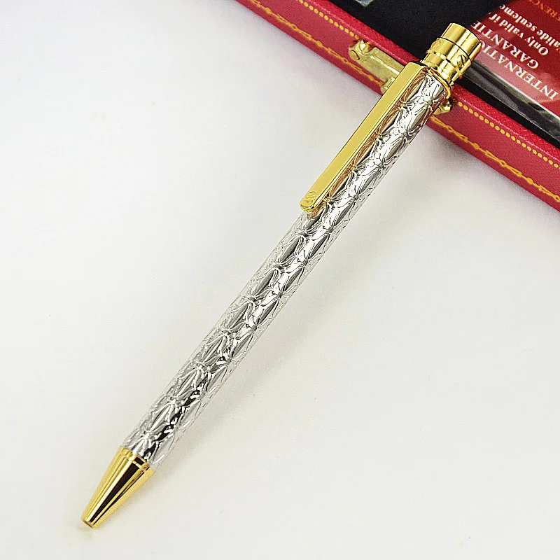 PPS Santos de CT Luxury Classic Ballpoint Pen Lacquer Barrel Golden Trim Thin Style Santos Wiredrawing Pattern Writing Smooth