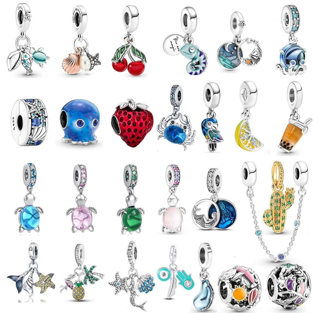Cuentas de plata de ley 925 para mujer, abalorios tortuga de la Serie ocean, con Pandora, Pulsera original de plata 925, joyería DIY|Cuentas| - AliExpress