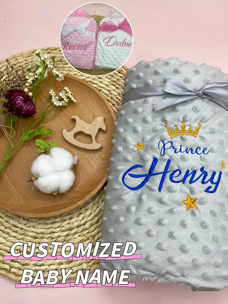 Personalised Newborn Baby Blankets Swaddling Stroller Bed Crib Sleep Cover Blanket Infant Bedding Swaddle Wrap Baby Gift 3