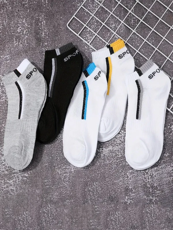 30Pairs Men Socks Mesh Breathable Short Casual Socks Color-block Sports Sock Sports Socks Absorb Sweat Ankle