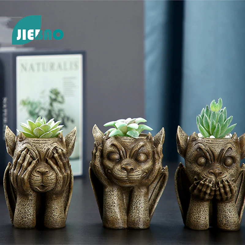 

Resin Statue Demon Devil Flowerpot Nordic Abstract Ornaments For Figurines Interior Sculpture Room Home Decor