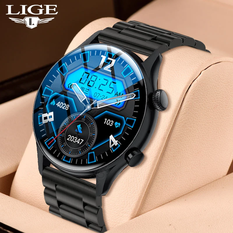 

LIGE NFC Voice Control Smart Watch Men AliPay Bluetooth Call Calorie Waterproof Gesture Control Smartwatch Men Sports Watches