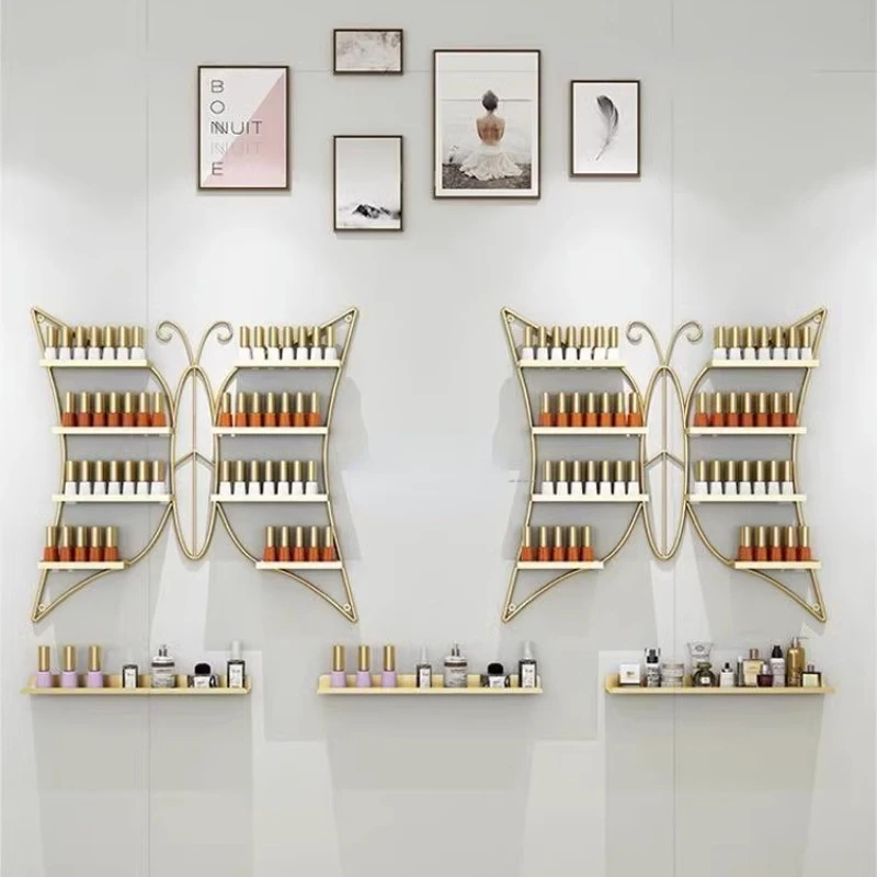 

Iron Wall Hanging Nail Shop Storage System Nail Polish Glue Shelves Wall Decoration Large Capacity Nail Polish Display Shelf