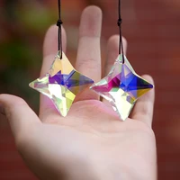2pcs Star Hanging Window Crystal Prism Light Catcher Rainbow Maker Glass Hanging Pendant Ornaments for Home Garden Decoration