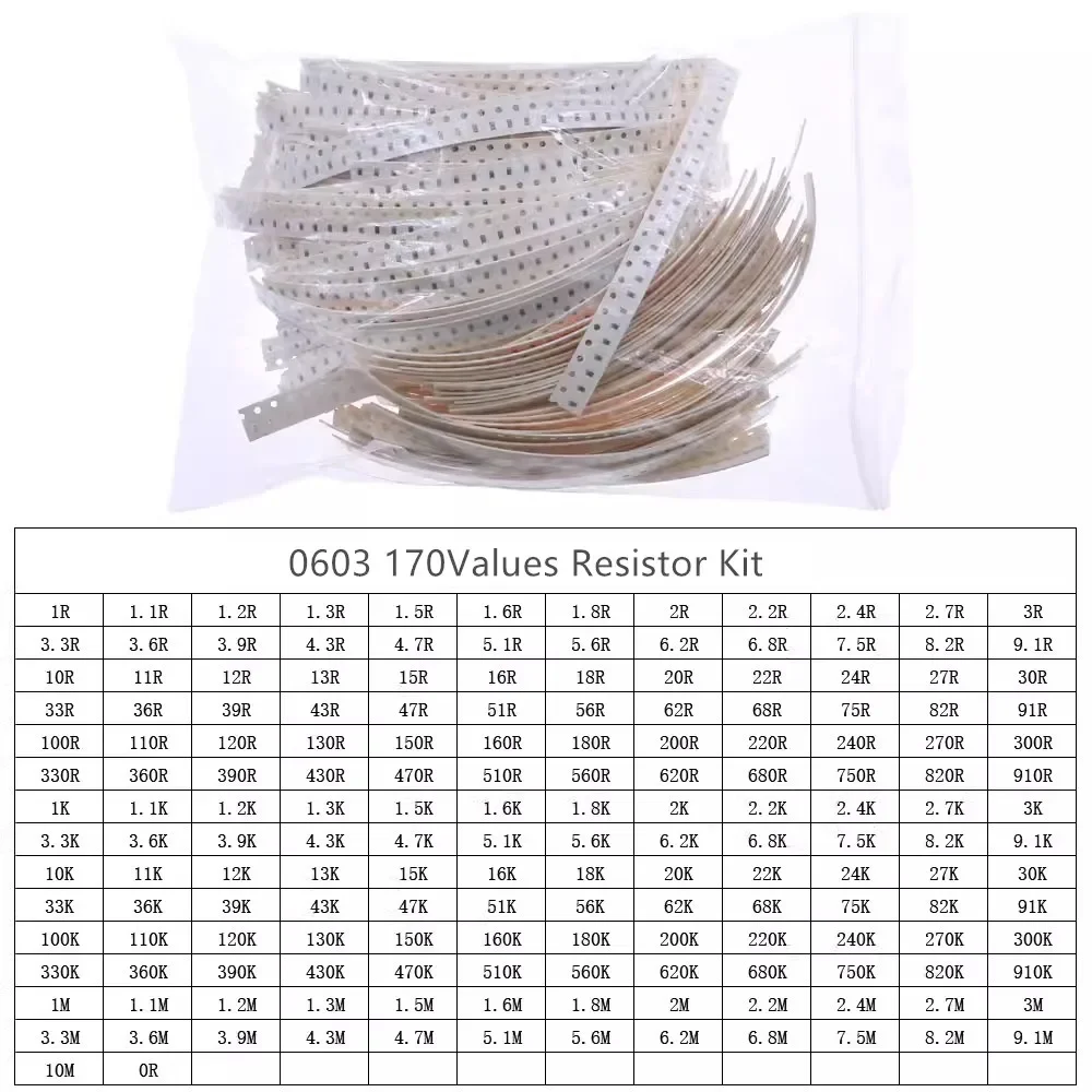 SMD Chip Resistor Assorted Kit 0R-10M ohm 170Values Resistance Samples Set 4250pcs 8500pcs 5% 0402 0603 0805 1206 smd resistor smd chip resistor