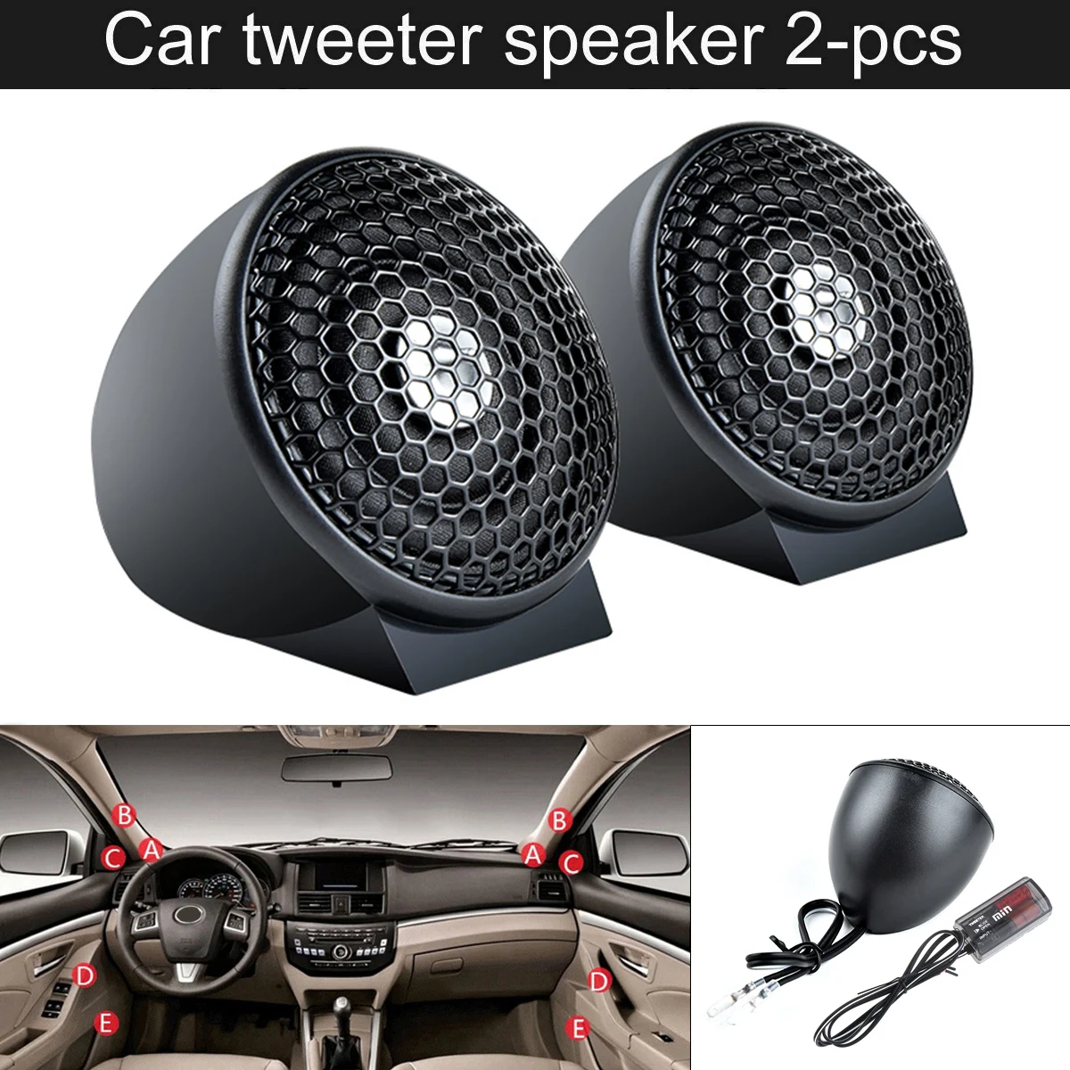

2pcs Car Tweeter Loudspeaker 150W 4Ohm Audio Suoofer Silk Film for Car Modification Car Audio Modification Nondestructive