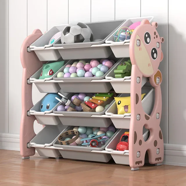 Kids Plastic Bookshelf Children Cabinet Toy Storage Shelf Bedroom Furniture Book Packing