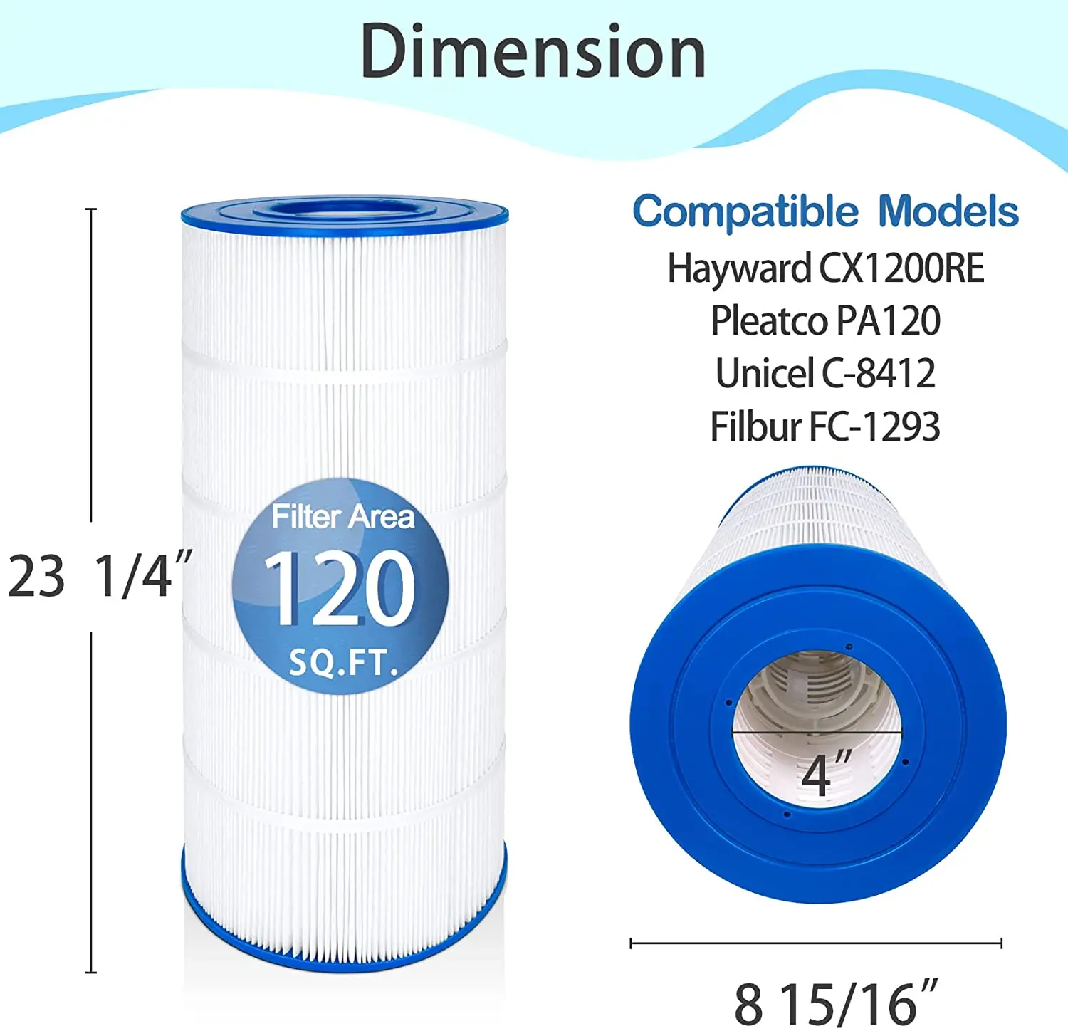 Coronwater PLF120A Pool Filter Replaces  C1200, CX1200RE,  PA120, C-8412, FC-1293