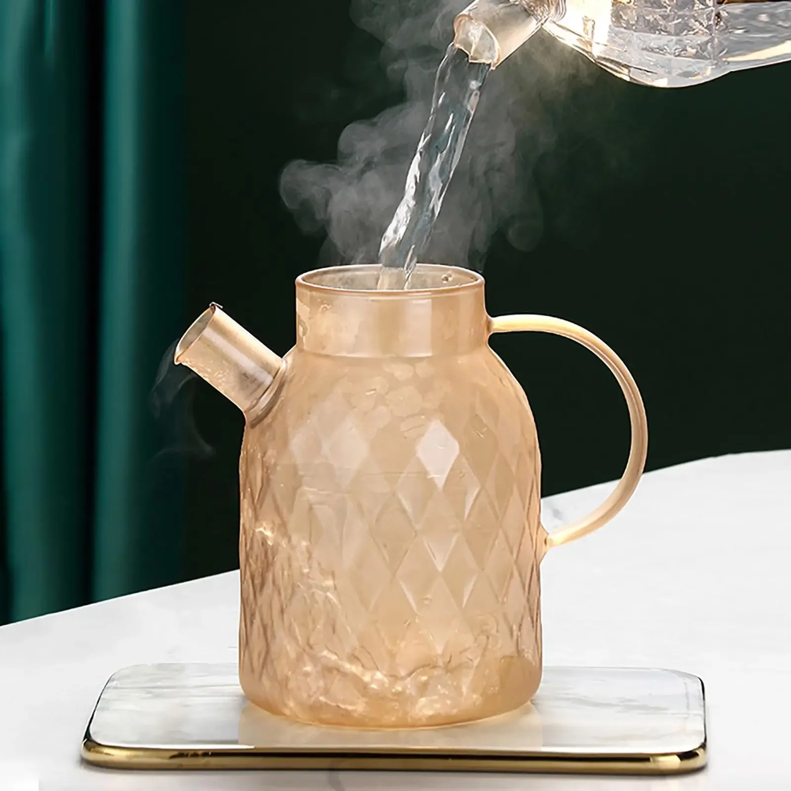 Coffee Pot 1/1.8L Glass Teapot for Stovetop/Microwave Safe Glass Borosilicate Coffee Pot with Infuser Tea Pots for Loose Tea Drinkware