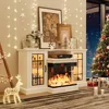 59'' Fireplace TV Stand, 3 Sided Glass Media Entertainment Center Console Table for TVs up to 65'' with Glass Door 6