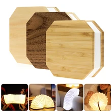 

LED Table Lamp Innovative Folding Wooden Book Lamp Organ Light USB Rechargeable Night Light Reading Light Home Decoration