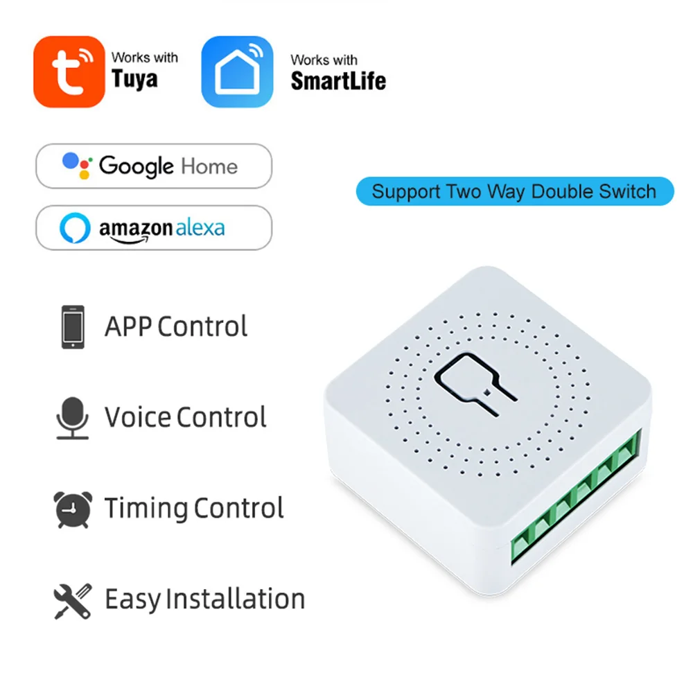 

16A Tuya Wifi Smart Switch Breaker 2 way Control Timer Wireless Switches Smart Home Automation Work With Alexa Google Home Voice