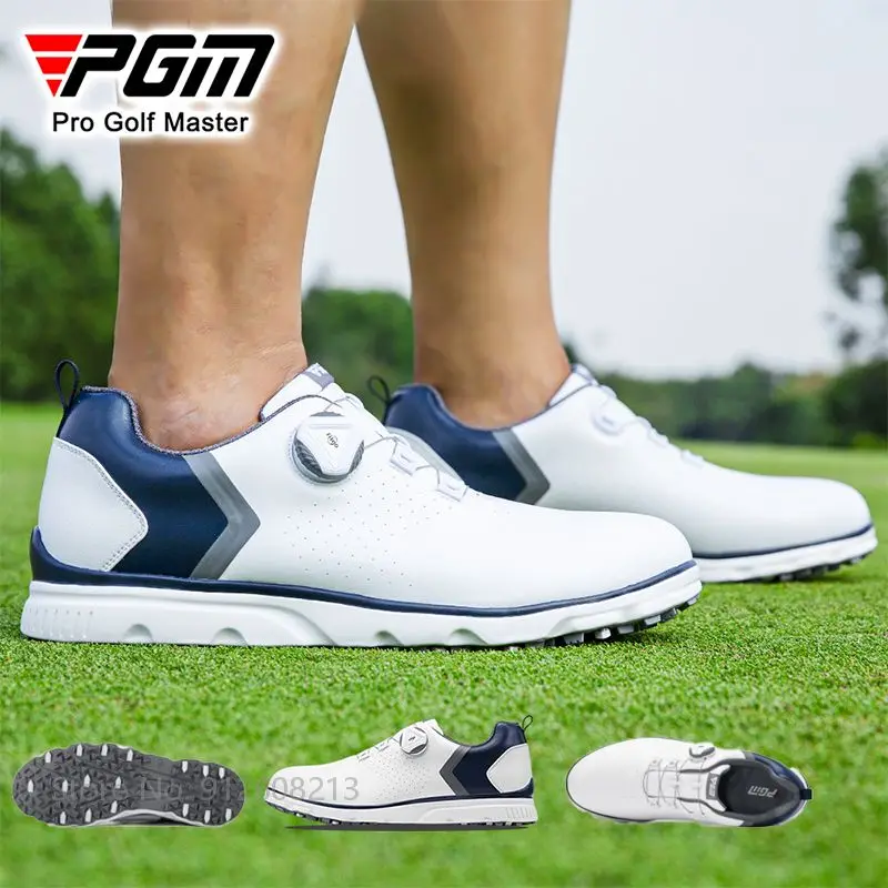 

PGM Male Golf Shoes Ultra-light Breathable Golf Sneaker Men Waterproof Anti-skid Footwear Rotating Buckle Training Trainer 39-45