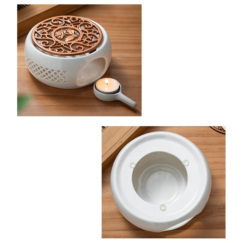 Scalda Teiera In Ceramica Con Portacandela - Scaldino Per Tè E Caffè Con Design Scolpito - Foto 8
