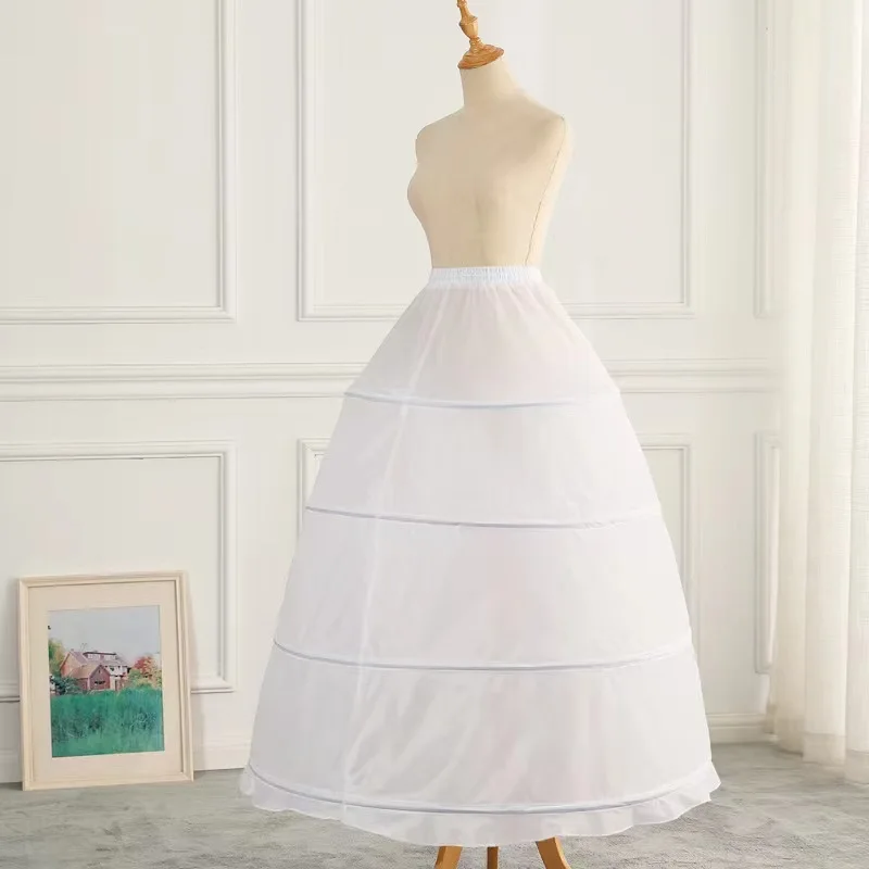 Petticoat Skirt Petticoat Underskirt Wedding Underskirt Wedding Petticoat Bride's wedding dress skirt with three steel rims thickened and encrypted fabric Pengpeng fishbone petticoat A word daily cospla