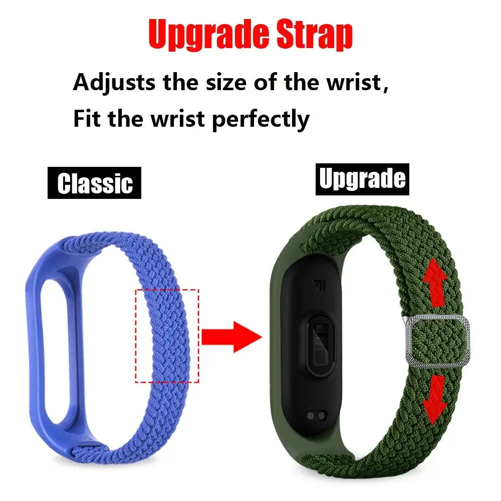Elastic Adjustable Nylon Braided Wristband Strap - Universal Fit