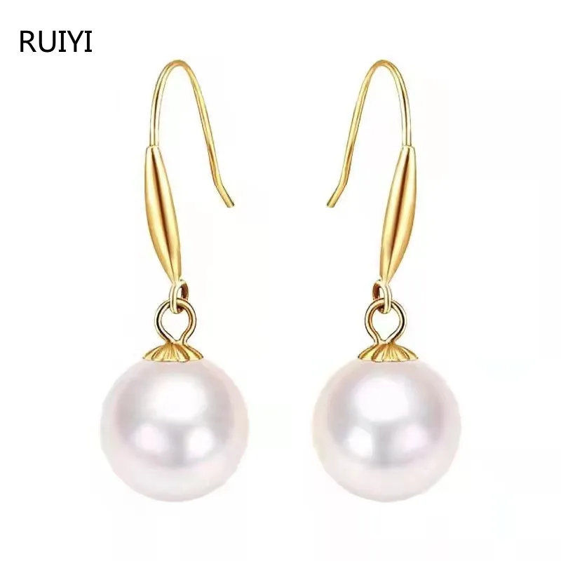 

RUIYI Real 18K Gold Natural Seawater Pearl Drop Earrings Pure AU750 Earring Hooks for Women Fine Jewelry Gift Pearl Earrings