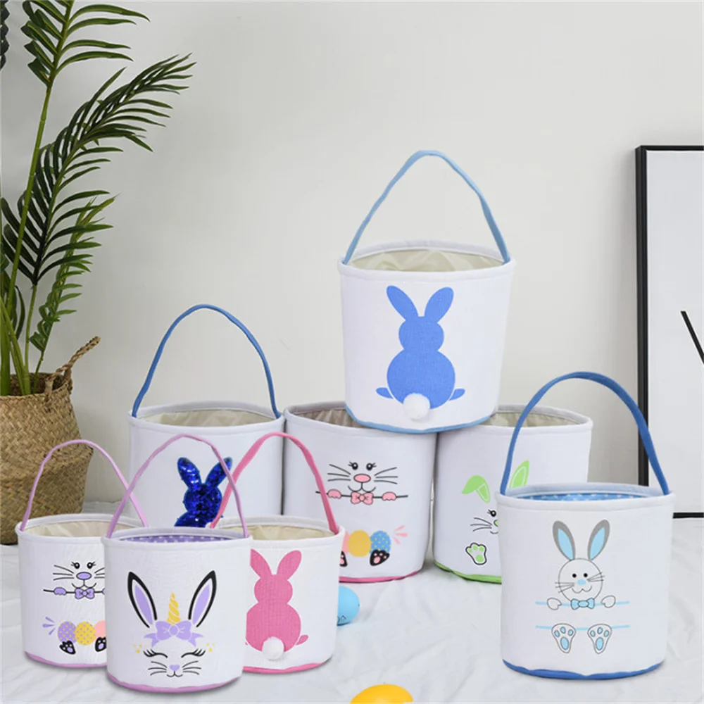 23*24cm Canvas Easter Bunny Tote Bag Rabbit Printed Easter Egg Hunts