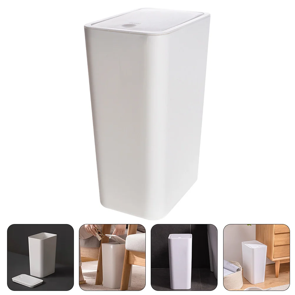 

Trash Can with Lid Bathroom Kitchen Waste Basket Office Plastic Square Trash Can Waste Basket Office Separate Collection Box
