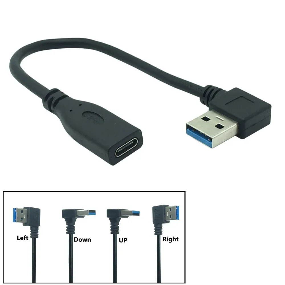 

Right Angled USB 3.1 Type C Female To USB 3.0 Male Port Cable USB-C To Type-A Connector Converter For Android Mobile Phone 0.2m