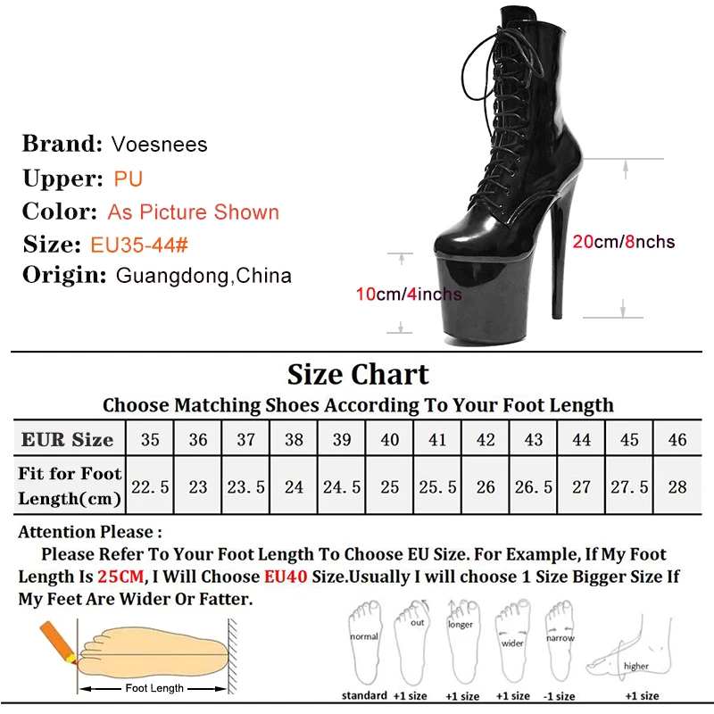 Ankle Boots 20cm/8Inchs Super High with Platform Lacing  Sexy Pole Dance Stripper Heels Round Toe Zipper Nightclub Short Boots