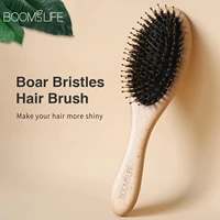 Brosse à cheveux en poils de sanglier doux pour femmes, peigne en bois pour cheveux, tête, cuir chevelu, poignées de massage, angle, optique bouclée, outil de soin des cheveux longs 3