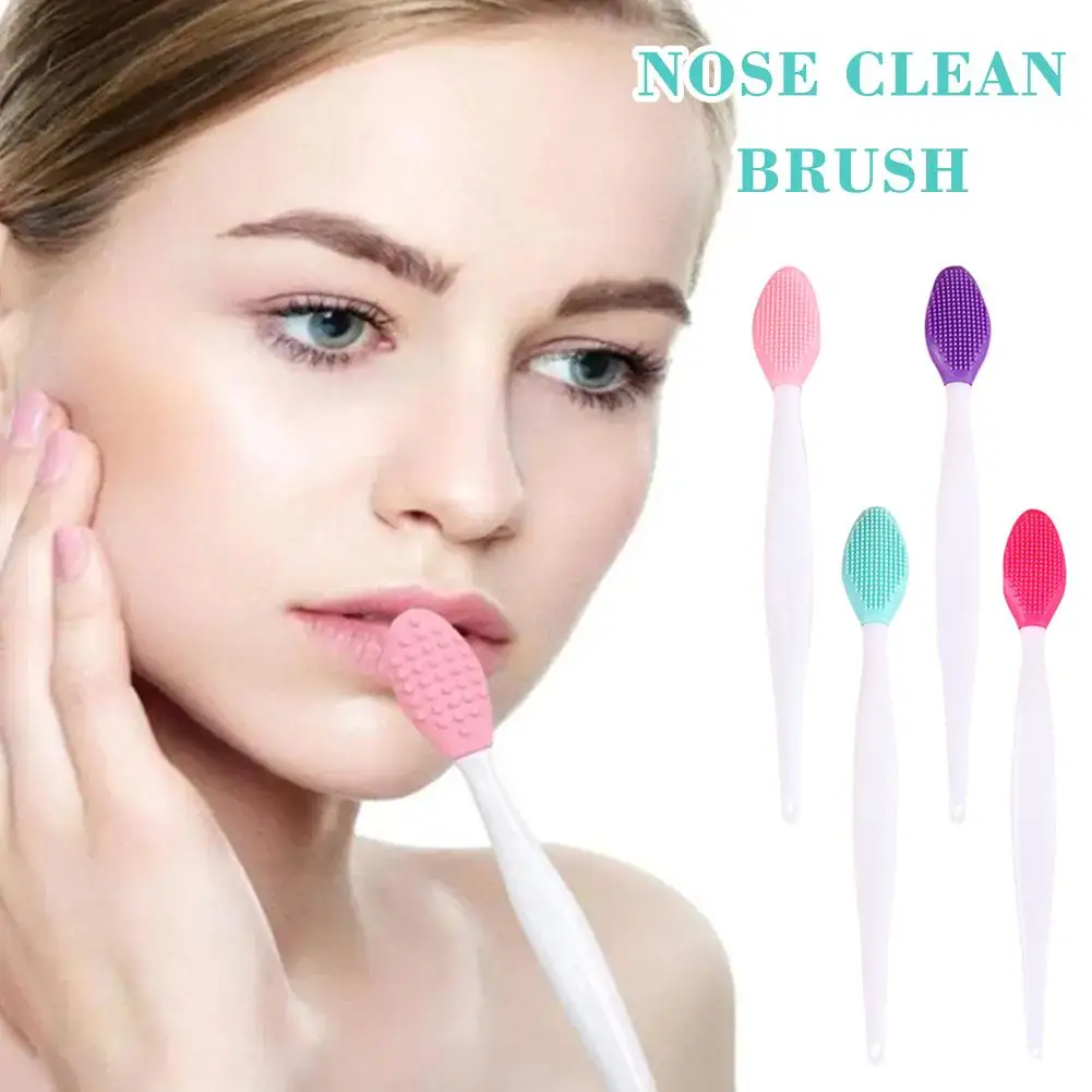 

New Facial Silicone Cleaning Brushes Long Handle Nose Brush Blackhead Pore Removal Wash Exfoliating Nose Brush Face Clean Tools