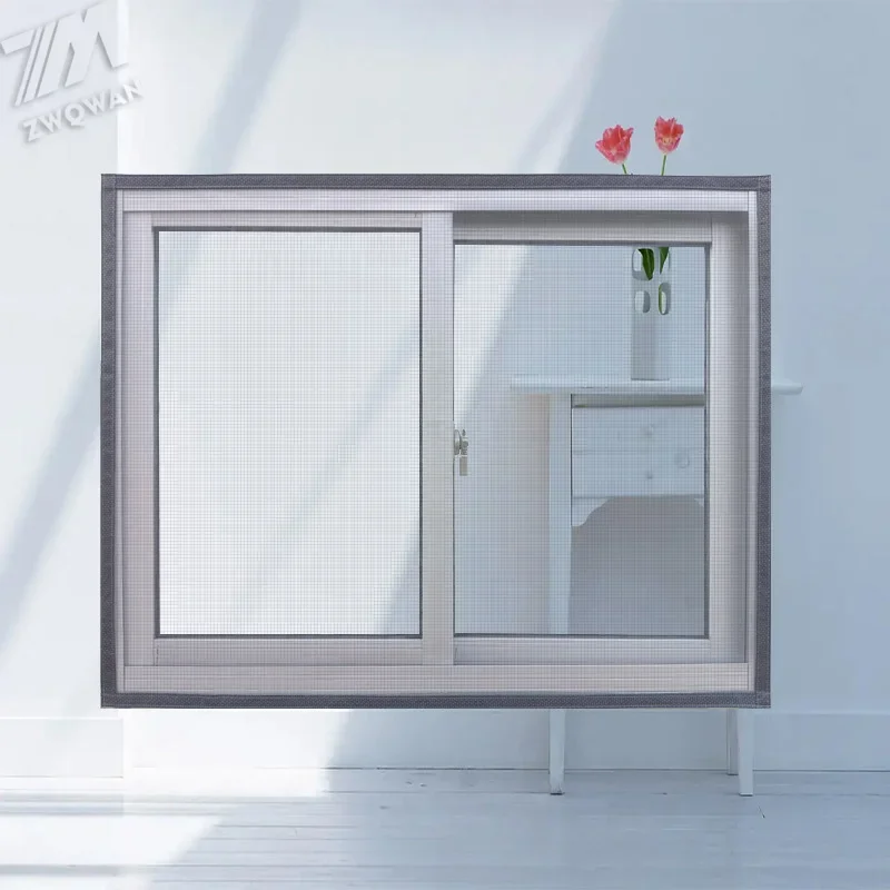 ตะแกรงกันยุงแบบปรับแต่งได้ ตะแกรงกันยุงและแมลงแบบมีกาวในตัว ประตูมุ้งกันยุง ติดตั้งง่าย 1