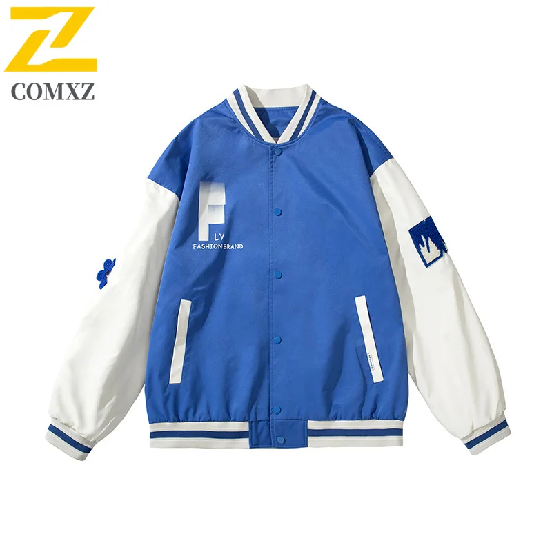 EiAO Jacket Couple's Baseball Waterproof Windproof Loose  Streetwear Coat for Teens Camping Hiking Fishing Trendy Youth Fashion