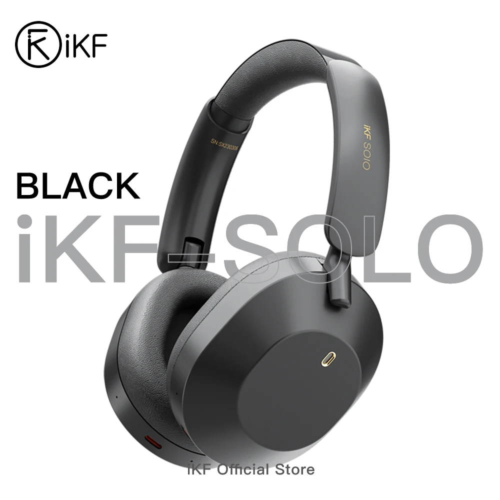 iKF SOIO ワイヤレスヘッドホン ブラック Ikf-ワイヤレスBluetoothオーバーイヤーヘッドフォン、ソロ