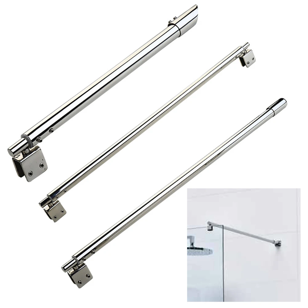 Shower Glass Door Fixed Rod Clamp Stainless Steel Adjustable Shower Screen Support Bar Arms For 8mm-12mm Glass Panel pipe clamps glass shelf clamp holder glass fasteners stainless steel clips shower room door hardware