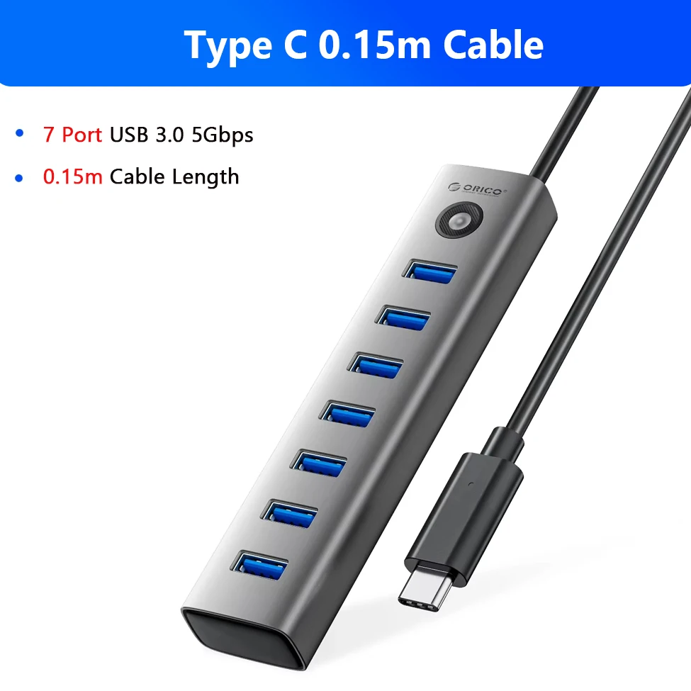 ORICO 7-Port High-Speed Aluminum USB Hub and Docking Station