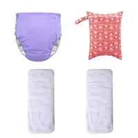 AIO XL 1 Pcs Cotton L Adjustable Adult Cloth Diaper + 1 Pcs 2 Pocket 30*40cm Diaper Bag + 2 Pcs Adult Cloth Diapers Inster 1