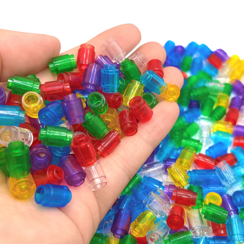 Transparent Brick 1x1 Round with Open Stud Colorful Building Block MOC Parts Toys For Children Compatible 3062/30068 100pcs/Lot 4