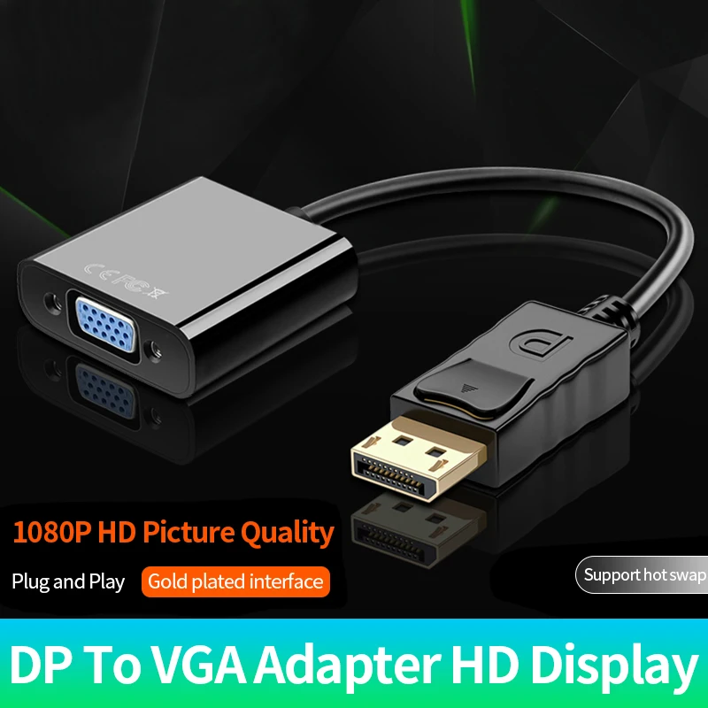 DisplayPort Display Port DP to VGA Adapter Cable For Projector DTV TV HDVD Laptop DP Male to VGA Female Converter Adapter Cable