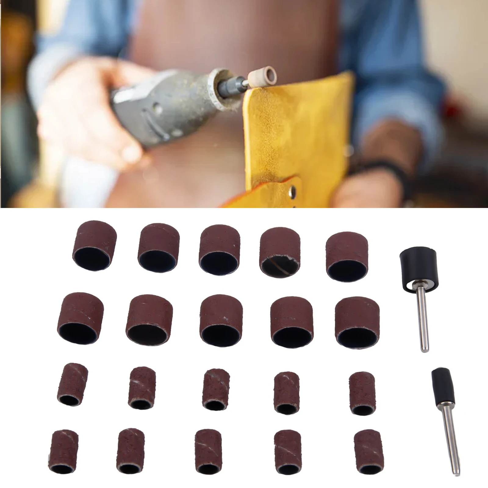 Sanding Kits Extension Rod Sanding Ring Mandrels Drum Kit 22Pcs Set Rotary Tool Workshop Equipment