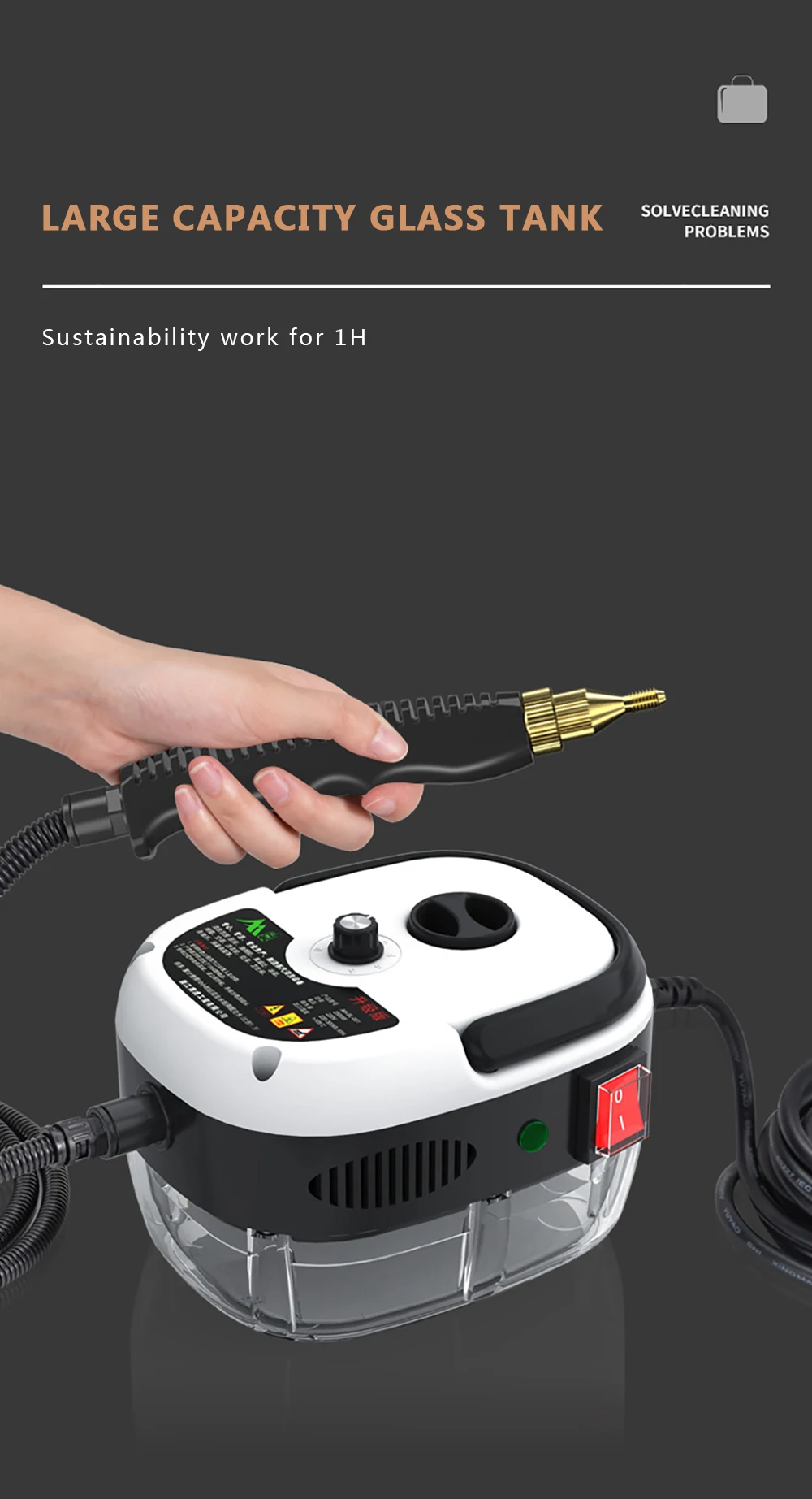 Description Picture 2 of itemHigh temperature and high pressure steam cleaning machine Air conditioning kitchen household 2500W cleaning machine