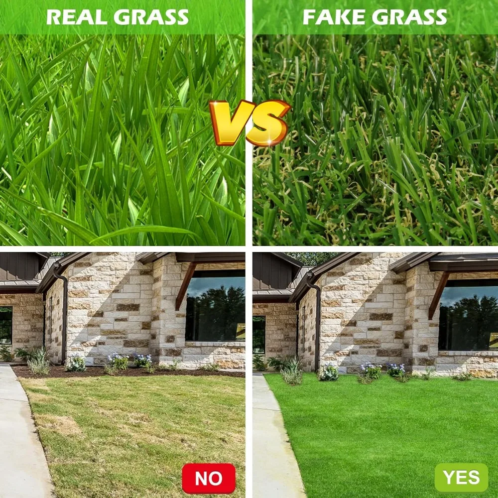4 FT x 15 FT Artificial Grass, Synthetic Realistic Fake Turf Grass Thick Lawn Pet Turf, Astroturf Rug Carpet for Indoor/Outdoor