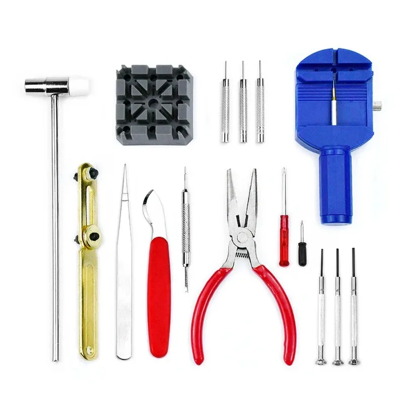 16pcs/set watch repair tool kit for watch back cover opener strap battery replacement or watchpart portable watchmaker tools set