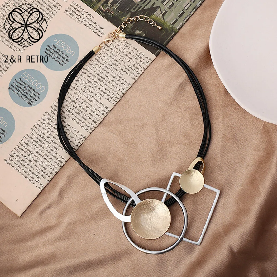 Vintage Geometry Statement Chokers Collares Necklace with