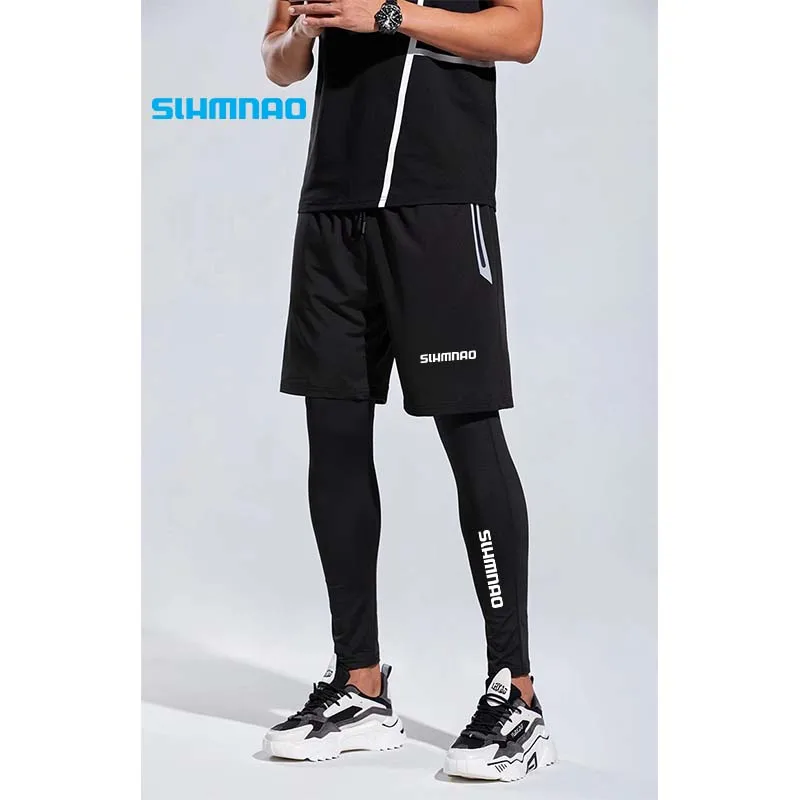 Summer Tight Sports Pants Fake Two Piece Men's Training and Fitness Pants Elastic Quick Drying Summer Running