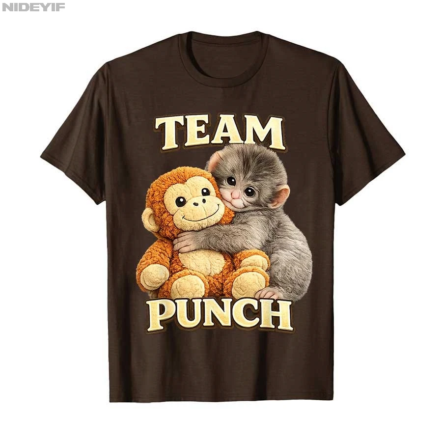 Cute Monkey Punch Panchi Kun Japan Baby Team Meme T-Shirt - 100% Cotton Short Sleeve Top