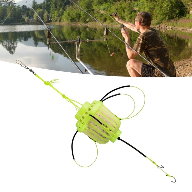 Hot！Fishing Bait Cage with 7 Hooks Fluorescence Fishing Lure Cage
